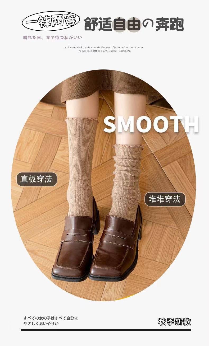 Ruffled Crew Socks for Women | Vintage Cotton Mid-Calf Socks