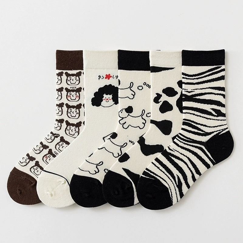 Cute Cartoon Novelty Crew Socks | Fun Patterned Cotton Socks for Women