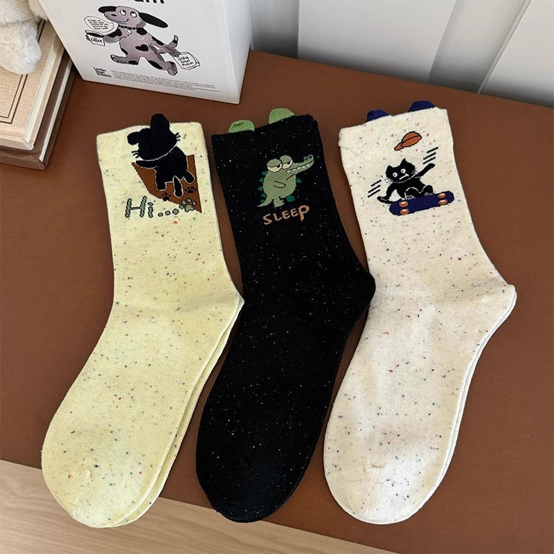 Cute Novelty Crew Socks | Fun Cartoon Patterned Socks for Women