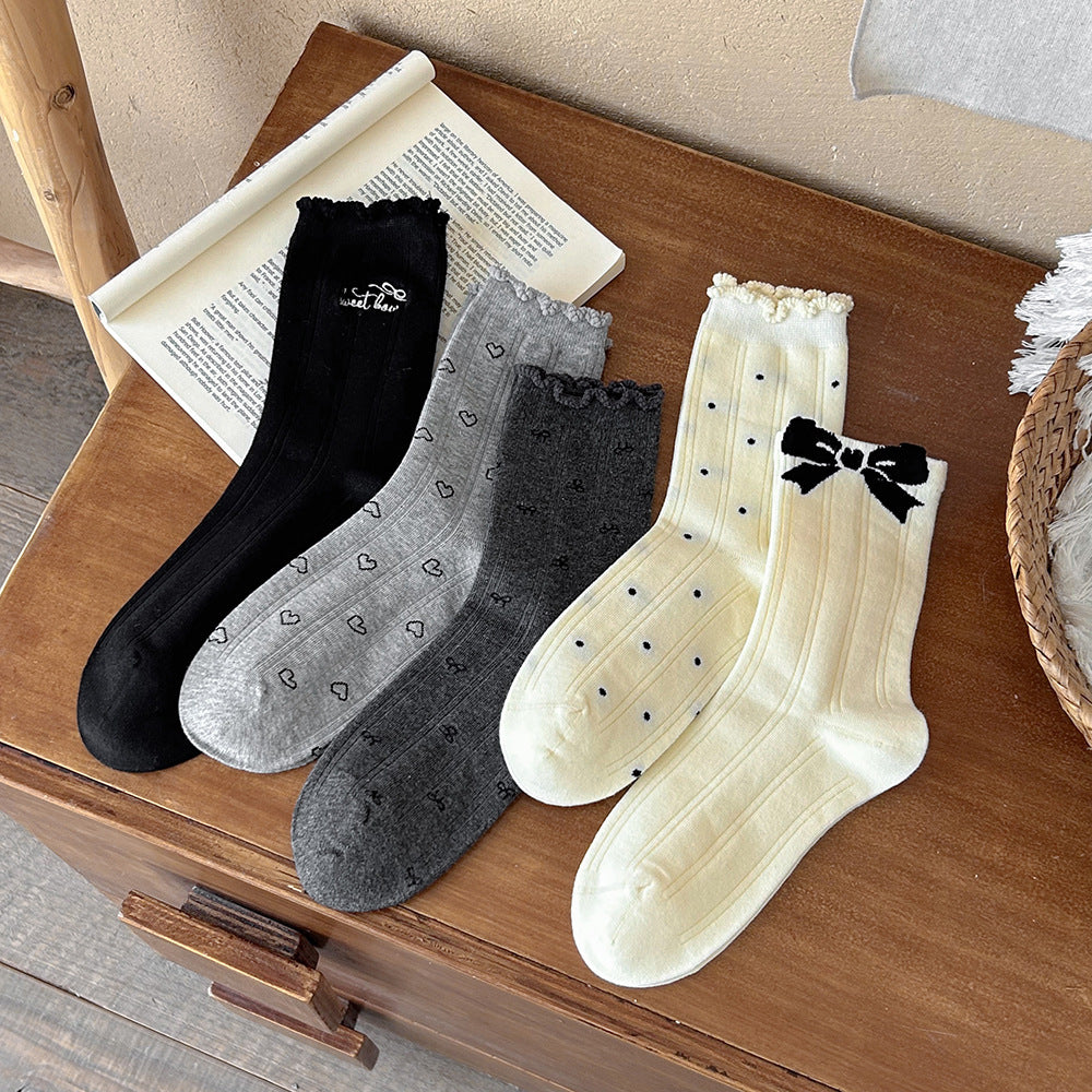 Cute Cotton Crew Socks for Women | Patterned Fall Winter Socks