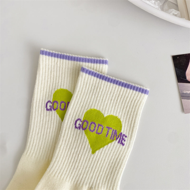 Trendy Graphic Crew Socks | Cotton Casual Athletic Socks for Women