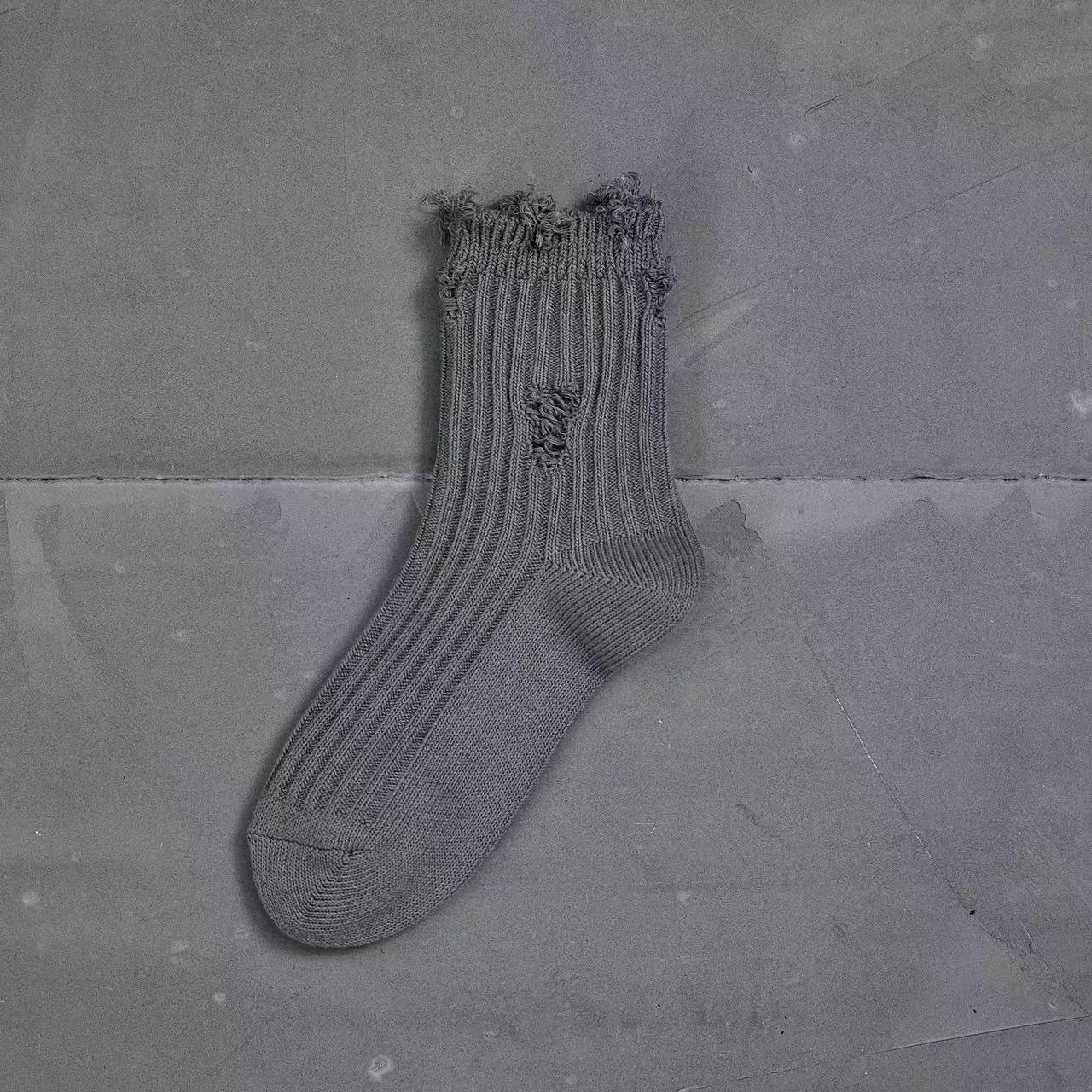Distressed Ripped Crew Socks | Trendy Cotton Casual Everyday Socks