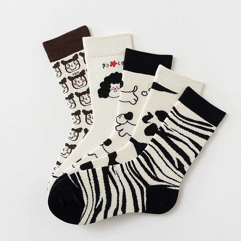Cute Cartoon Novelty Crew Socks | Fun Patterned Cotton Socks for Women