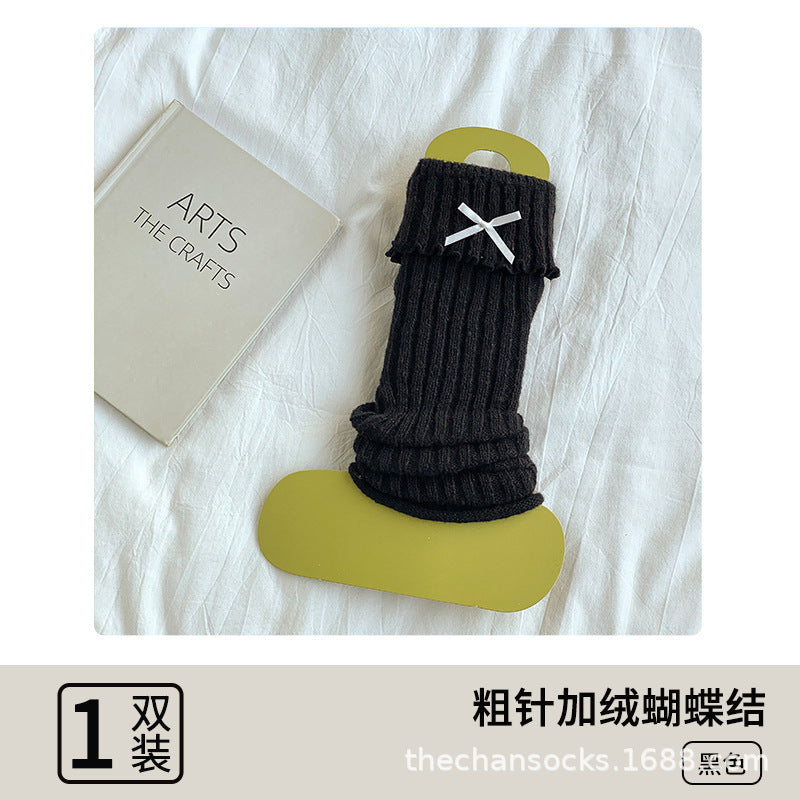 Cozy Ruffled Bow Slouch Socks for Women | Warm Winter JK Socks