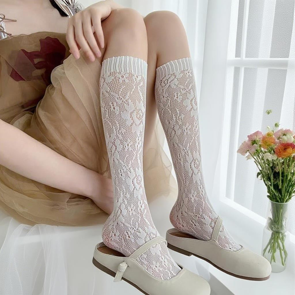 Lace Knee High Socks for Women | Sheer Breathable Summer Socks