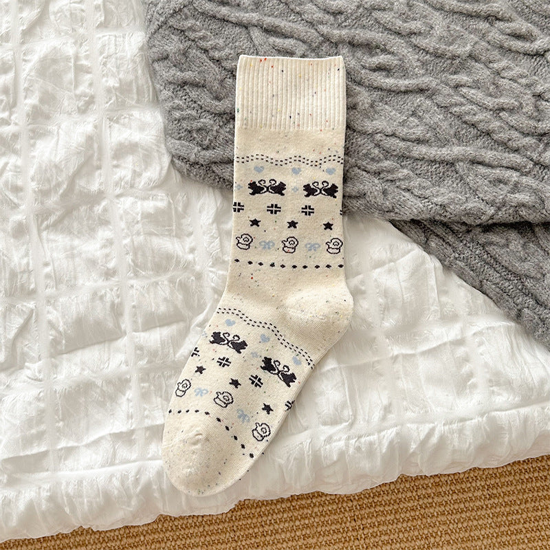 Cozy Cotton Crew Socks for Women | Cute Patterned Winter Socks