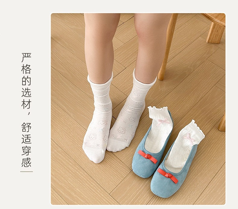 Cute Cotton Crew Socks for Women | Breathable Summer Mid-Calf Socks