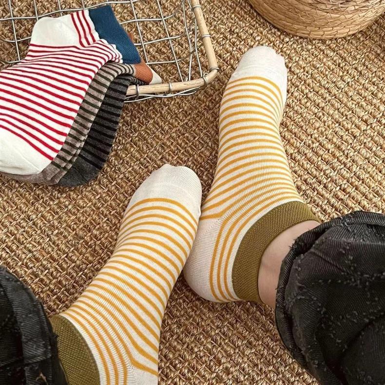 Striped Ankle Socks for Women | Color Block Cotton Casual Socks