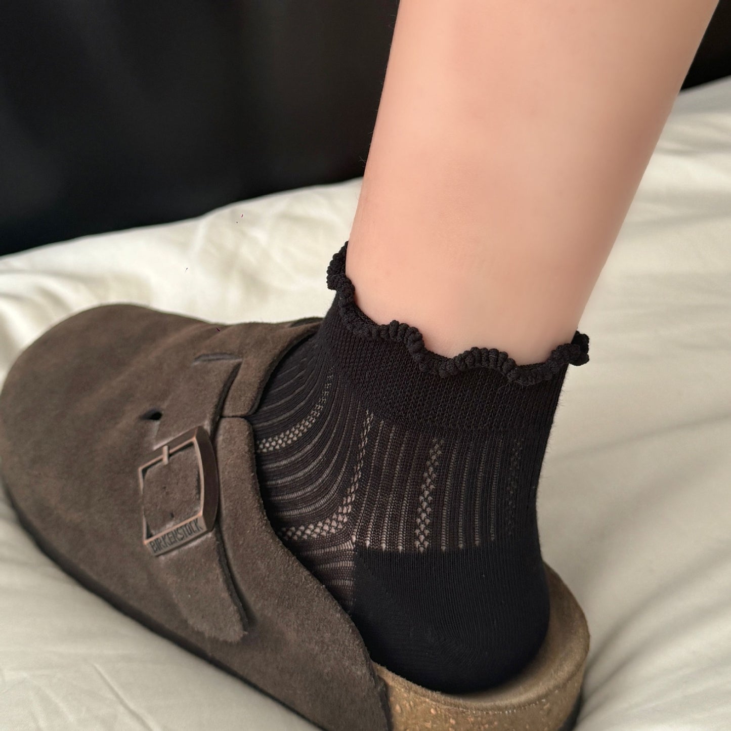 Ruffle Trim Mesh Ankle Socks | Breathable Summer Socks for Women