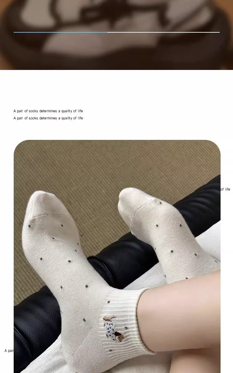 Cute Dachshund Dot Ankle Socks for Women | Breathable Summer Socks