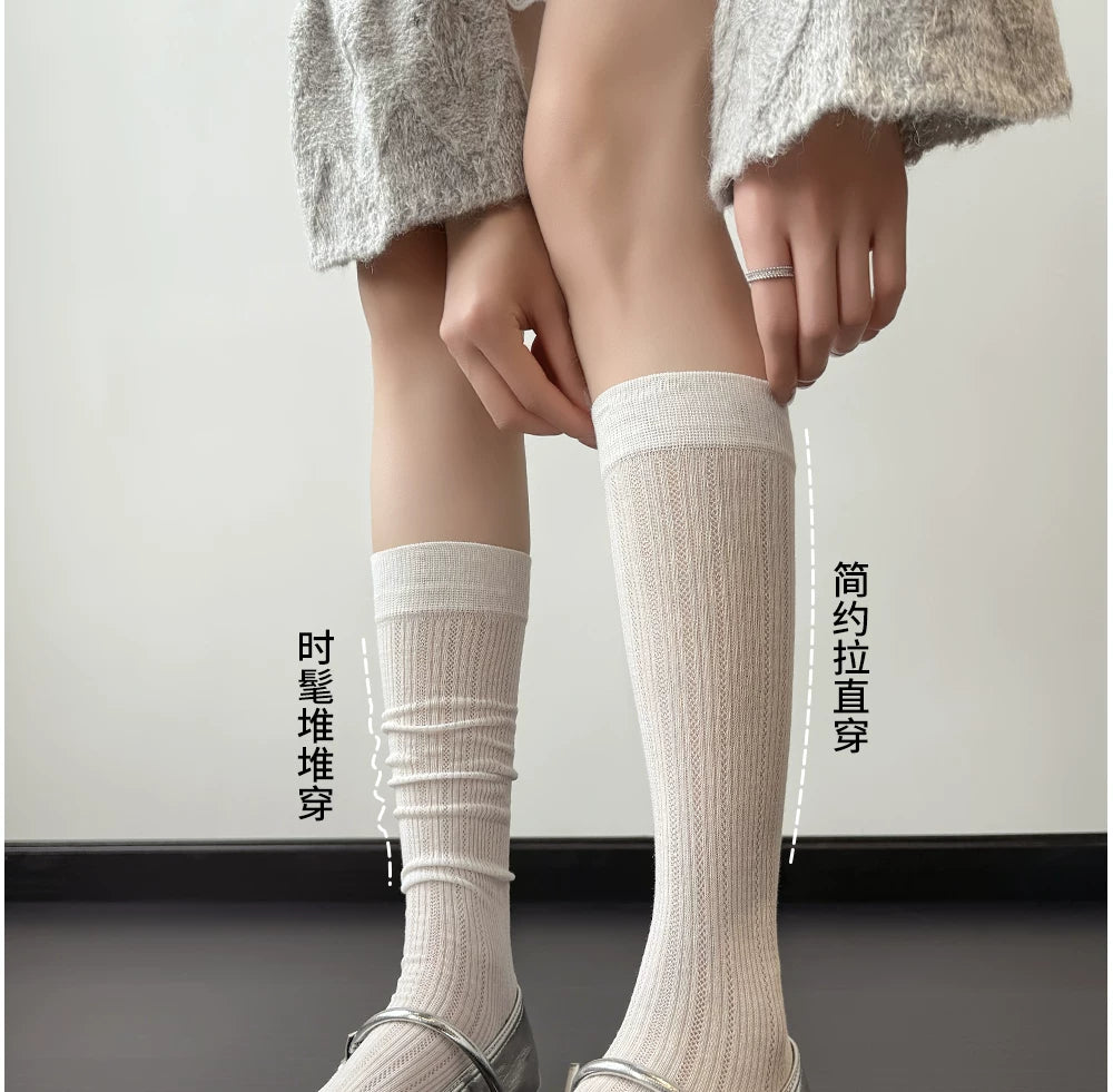 Ballet Style Crew Socks | Thin Breathable Summer Calf Socks for Women