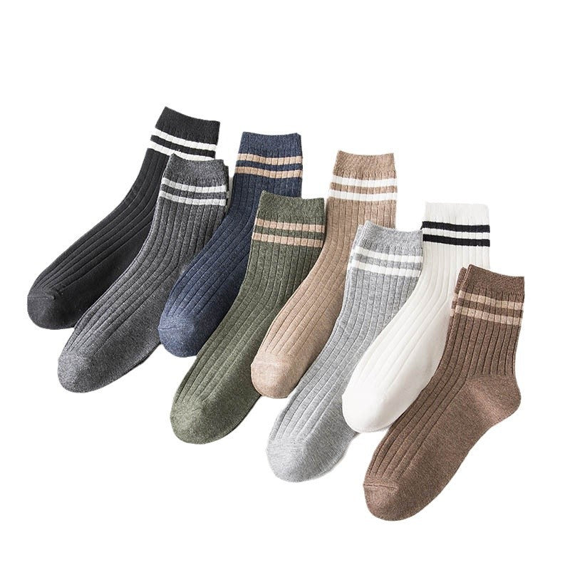 Men's Striped Cotton Crew Socks | Breathable All-Season Everyday