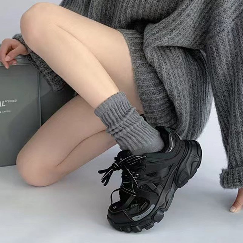 Cozy Slouchy Crew Socks for Women | Thick Solid Casual Socks