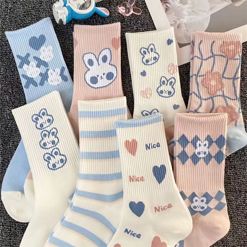 Cute Rabbit Cotton Crew Socks for Women | Casual Patterned Socks