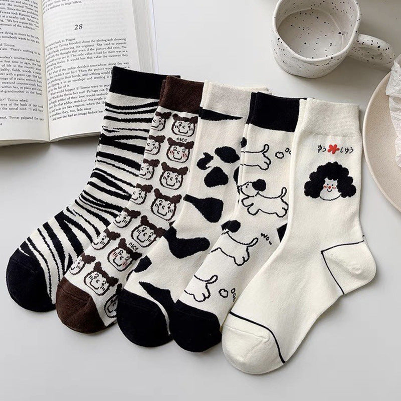 Cute Cartoon Novelty Crew Socks | Fun Patterned Cotton Socks for Women