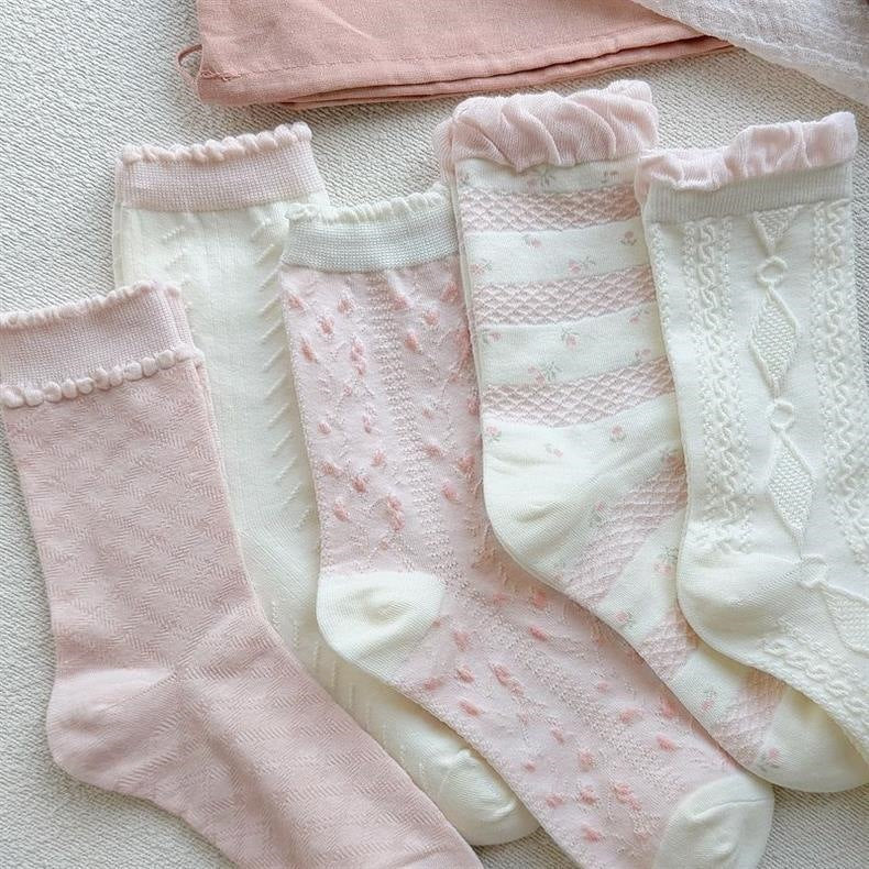 Sweet Patterned Crew Socks for Women | Breathable Cotton Casual Socks