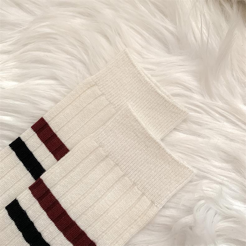 Striped Cotton Crew Socks for Women | Breathable Winter Everyday Socks