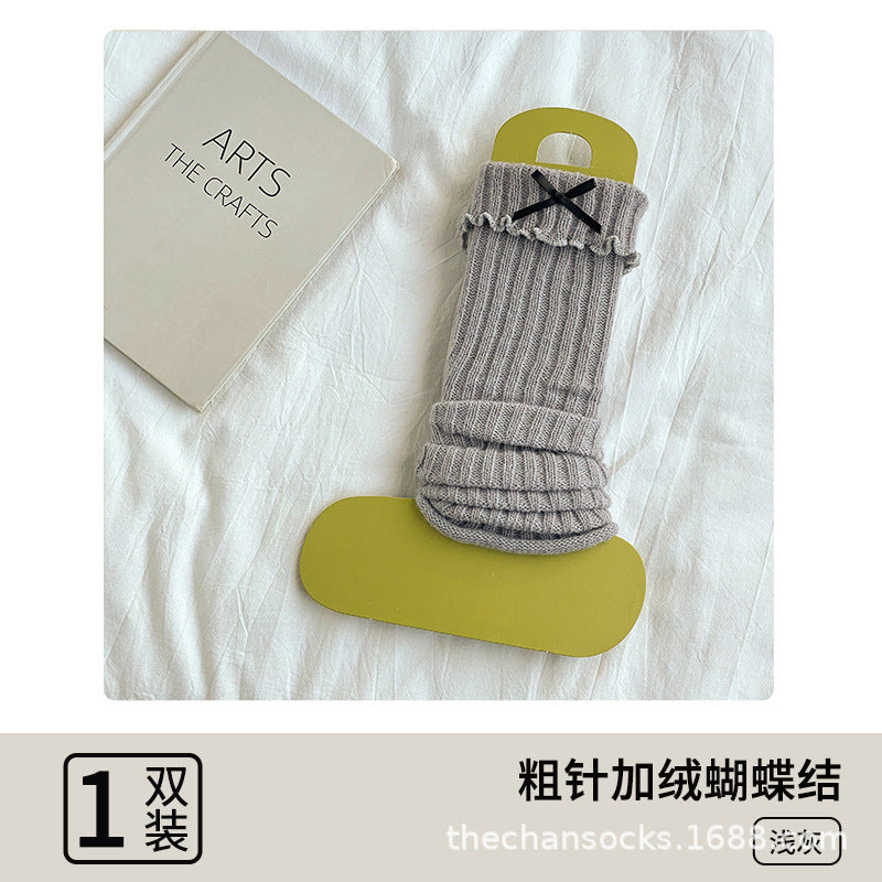 Cozy Ruffled Bow Slouch Socks for Women | Warm Winter JK Socks