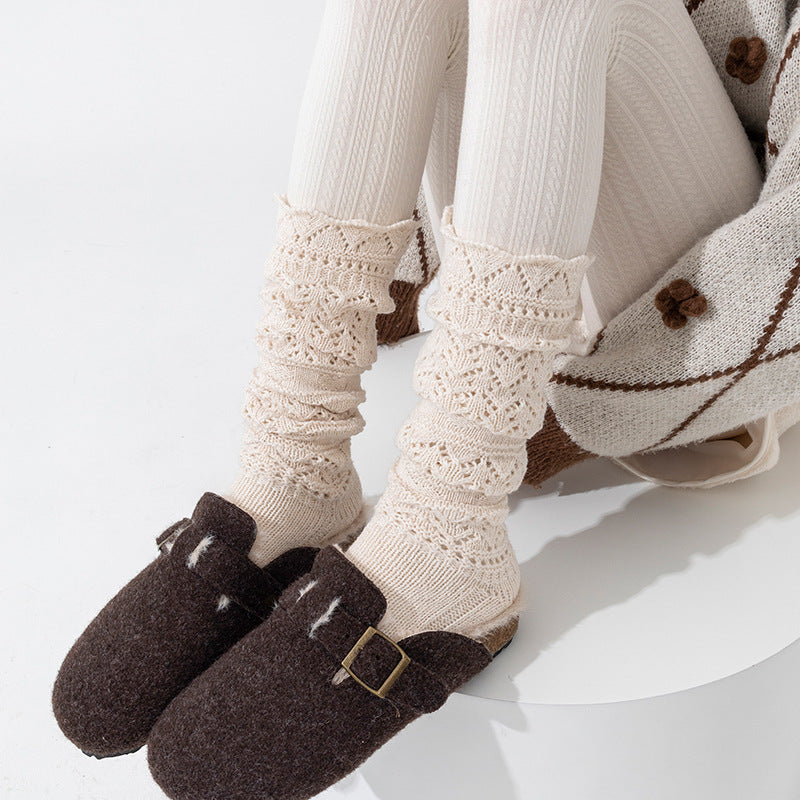 Vintage Openwork Chunky Knit Calf Socks | Cozy Winter Women's Socks