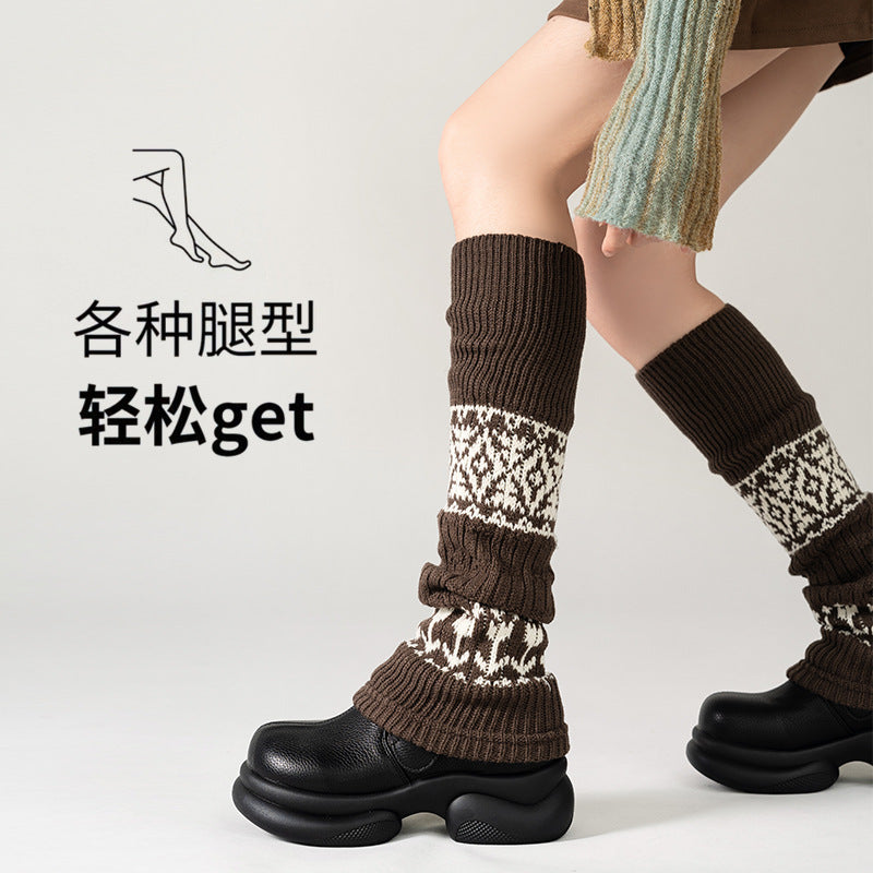 Fair Isle Knit Slouch Leg Warmers | Cozy Socks for Women