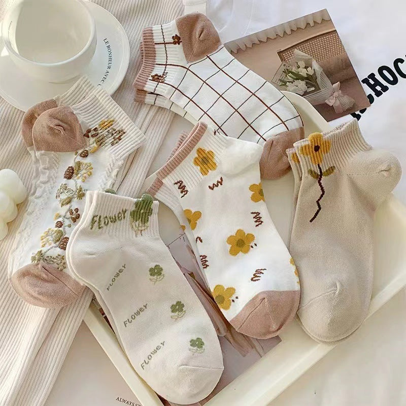 Cute Floral Ankle Socks for Women | Breathable Spring Summer Socks