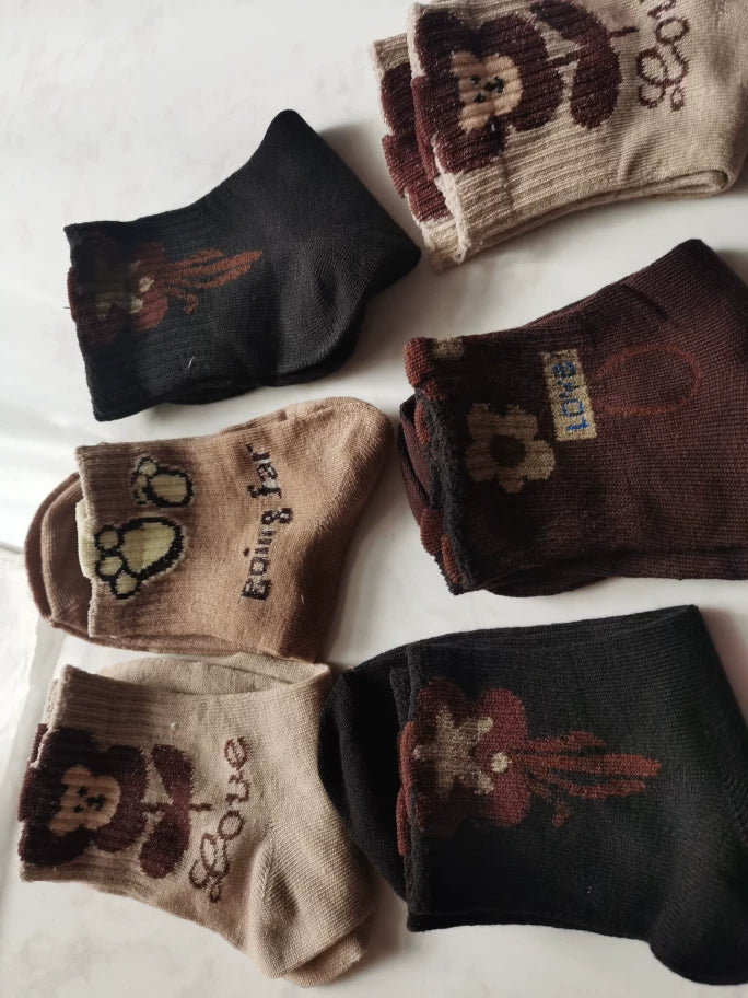Women's 3D Novelty Crew Socks | Cozy Brown Patterned Socks