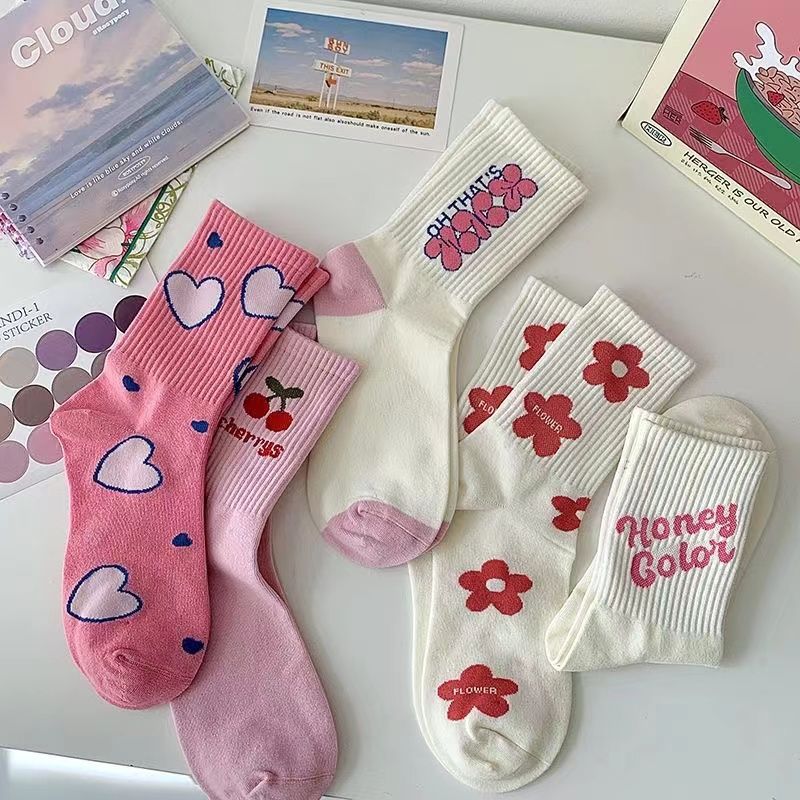 Cute Novelty Crew Socks for Women | Sweet Patterned Cotton Socks