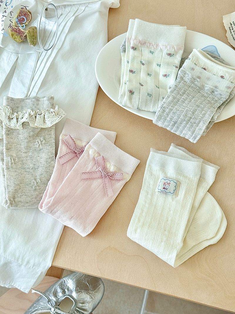 Seamless Cotton Crew Socks for Women | Fresh Pastel Slouch Socks