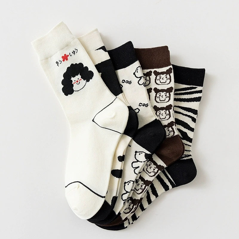 Cute Cartoon Novelty Crew Socks | Fun Patterned Cotton Socks for Women