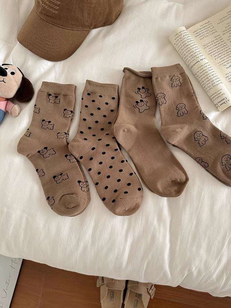 Cozy Cotton Crew Socks | Cute Puppy Winter Socks for Women
