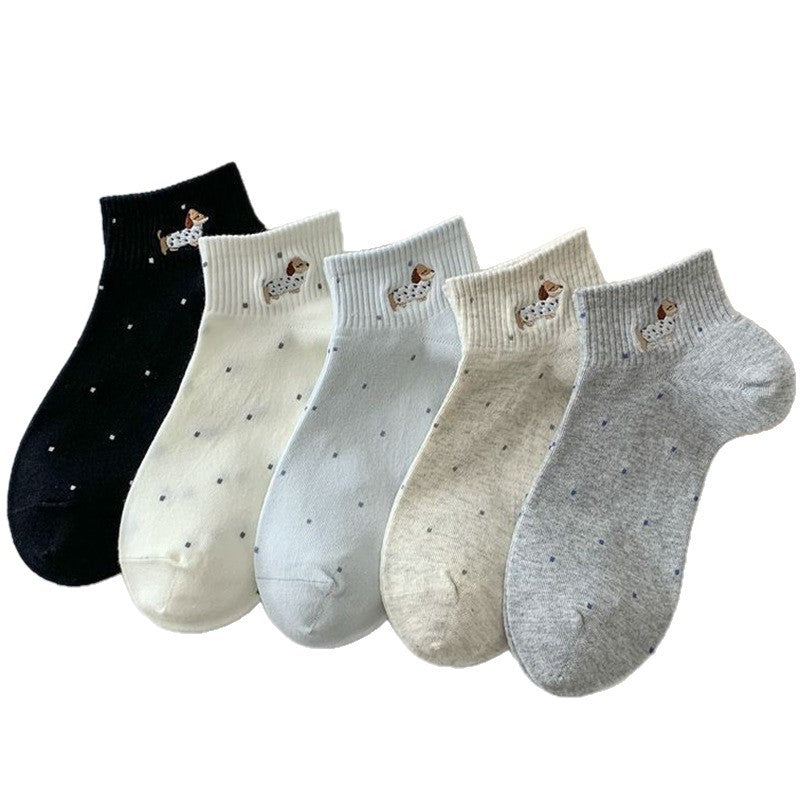 Cute Dachshund Dot Ankle Socks for Women | Breathable Summer Socks