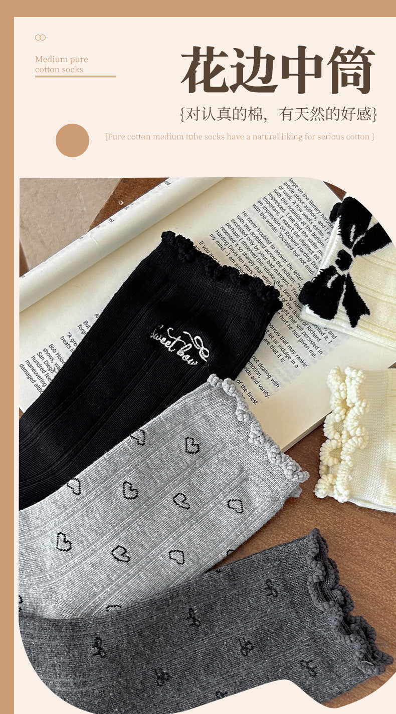 Cute Cotton Crew Socks for Women | Patterned Fall Winter Socks