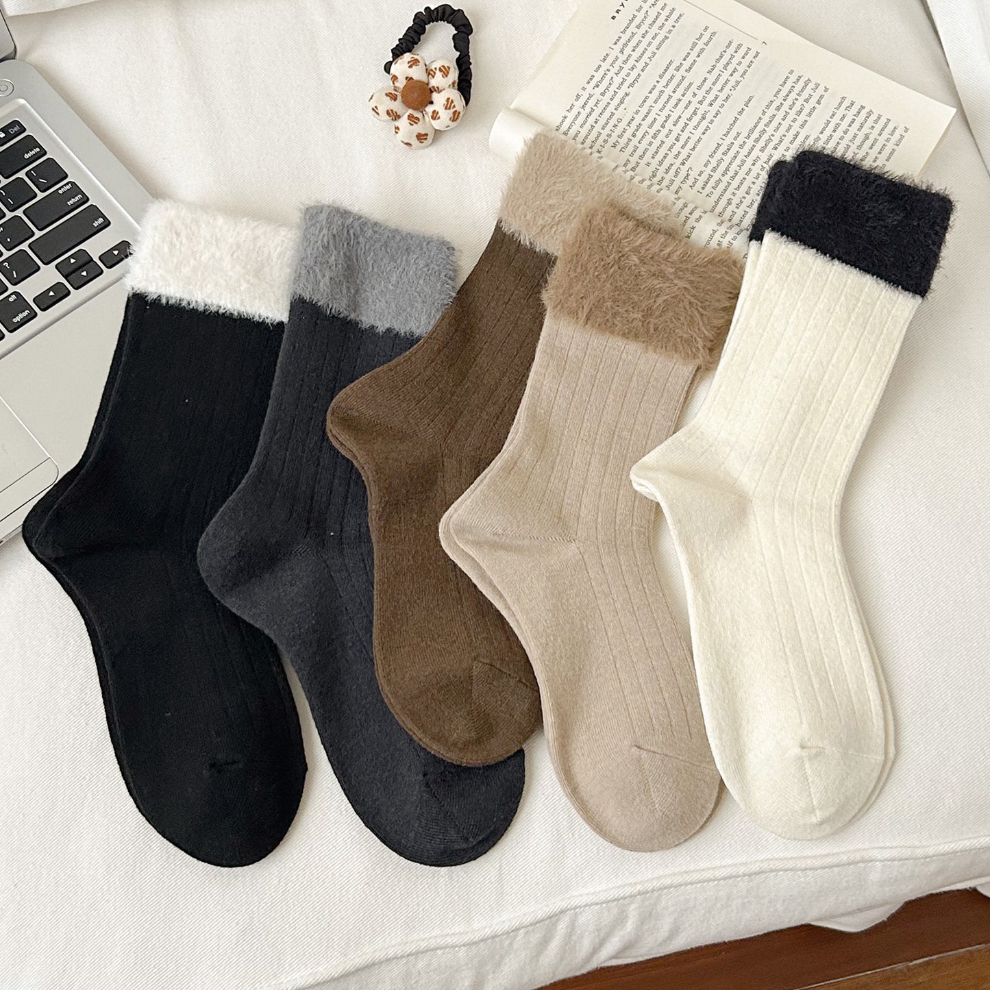 Fuzzy Cozy Crew Socks | Warm Winter Socks for Women
