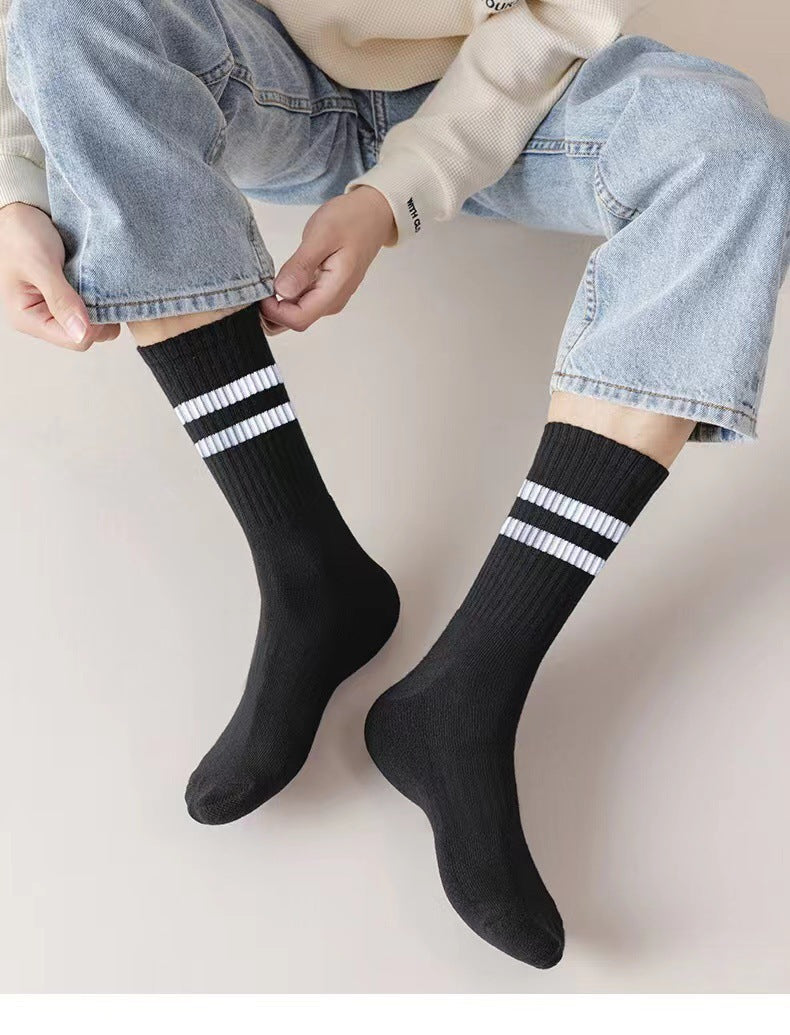 Striped Athletic Crew Socks | Moisture-Wicking Running Socks for Women