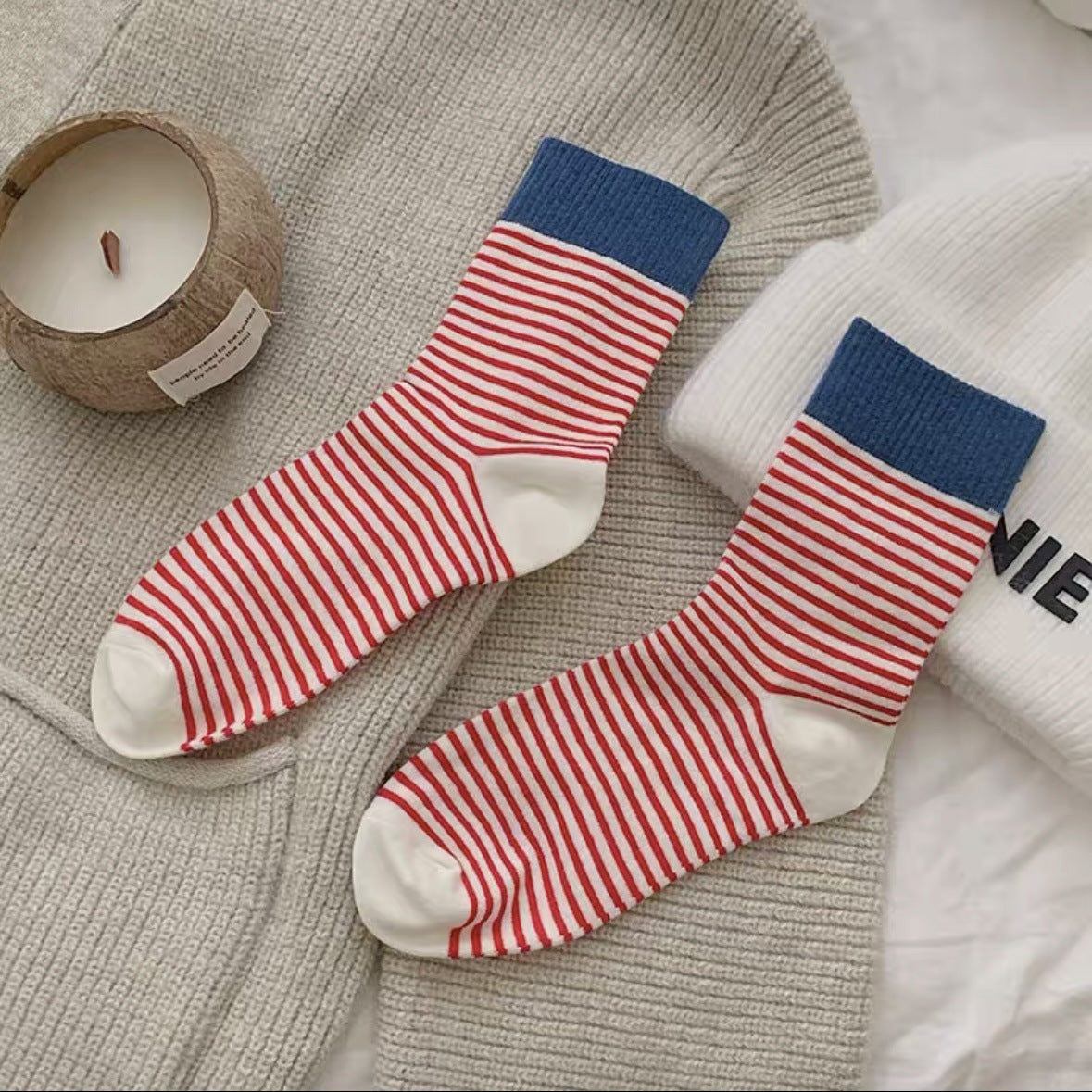 Women's Colorblock Striped Slouch Crew Socks | Casual Cotton Socks