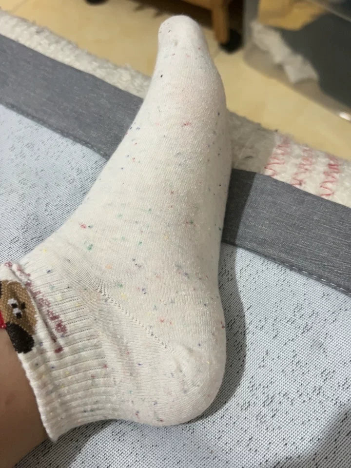 Cute Ruffled Ankle Socks for Women | Fresh White Green Cotton Socks
