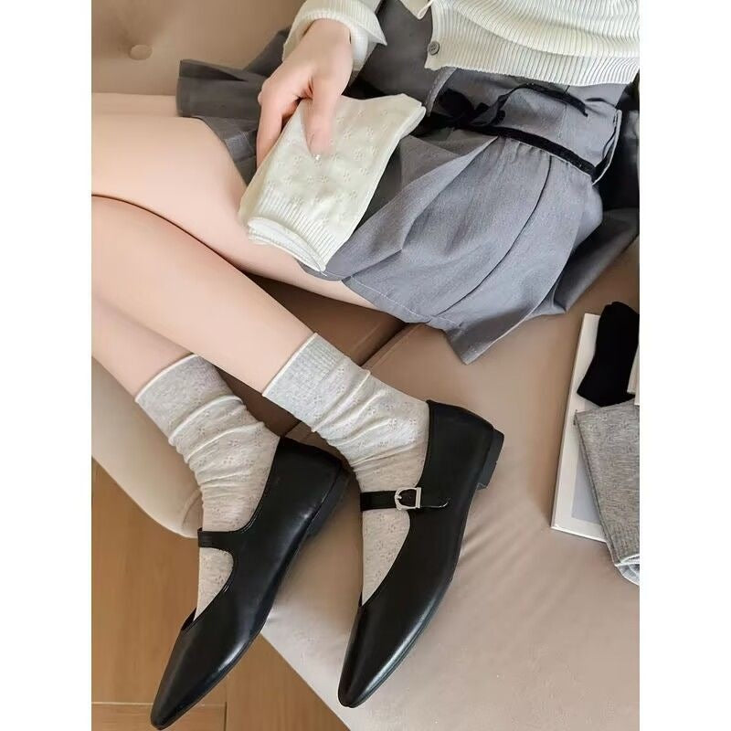 Breathable Mesh Crew Socks for Women | Cotton Balletcore Everyday Socks