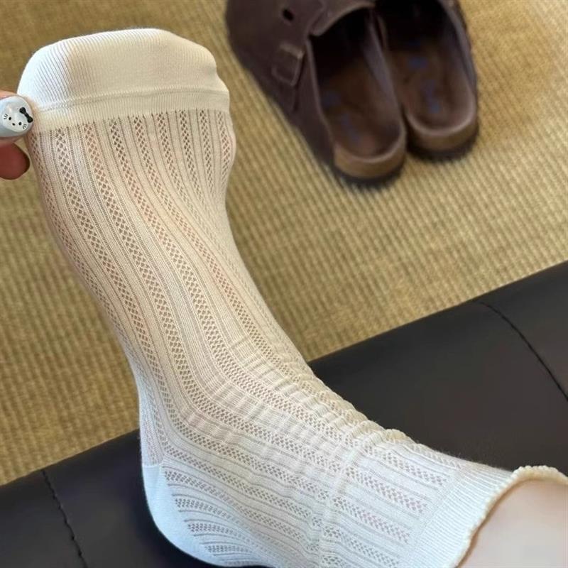 Women's Ruffled Crew Socks | Breathable Summer Mesh Slouch Socks