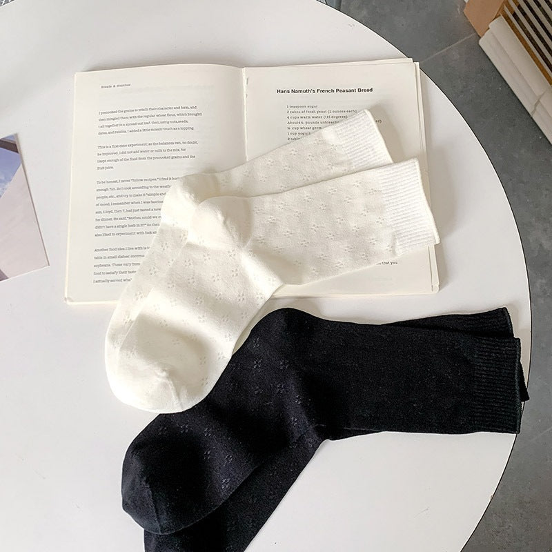 Clover Pattern Crew Socks for Women | Breathable Thin Summer Socks