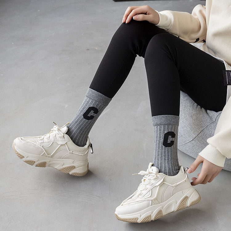 C Logo Crew Socks for Women | Trendy Soft Casual Everyday Socks