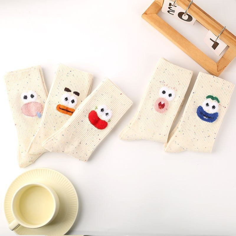 Quirky Novelty Crew Socks | Speckled Cartoon Socks for Women