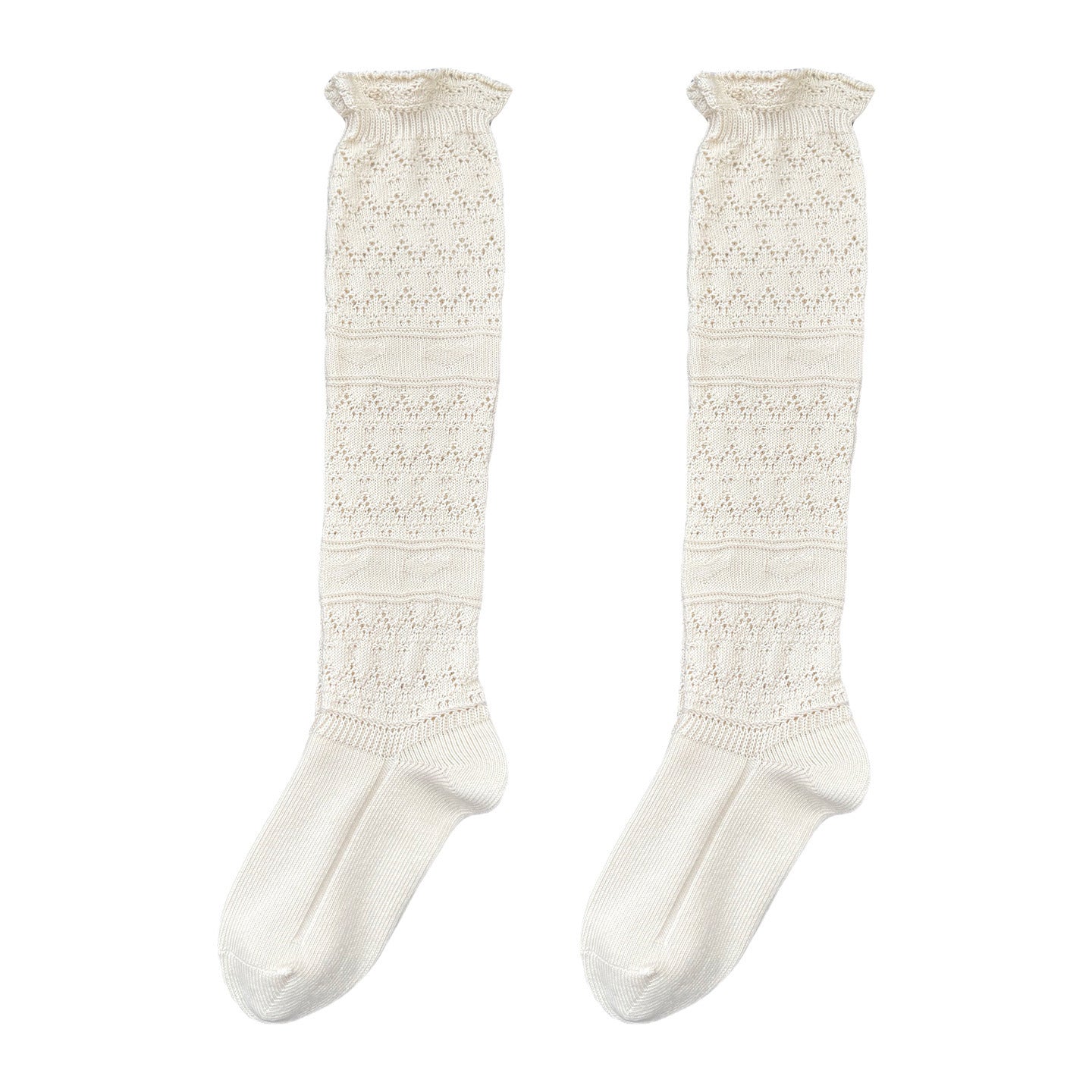 Lace Openwork Cotton Slouch Calf Socks for Women for Boots
