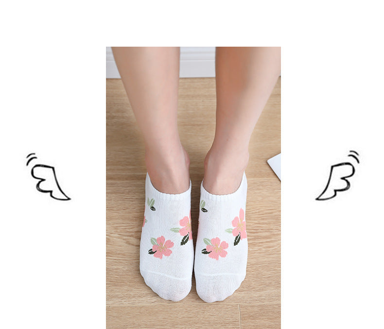 Floral No-Show Socks for Women | Soft Cotton Low Cut Socks