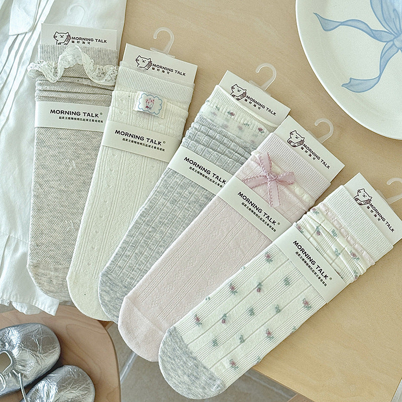 Seamless Cotton Crew Socks for Women | Fresh Pastel Slouch Socks