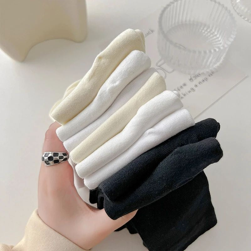 Solid Cotton Slouch Crew Socks for Women | Breathable Mid-Calf