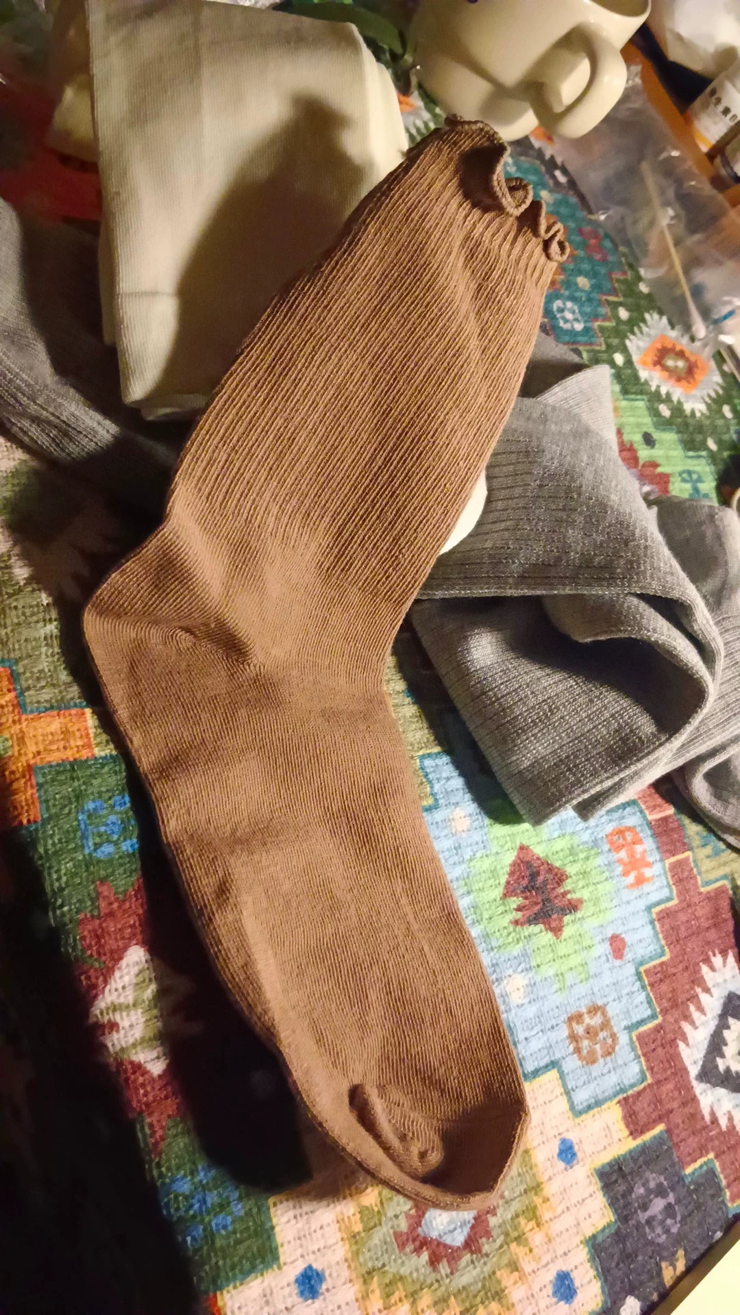 Ruffled Edge Crew Socks for Women | Neutral Cotton Everyday Socks