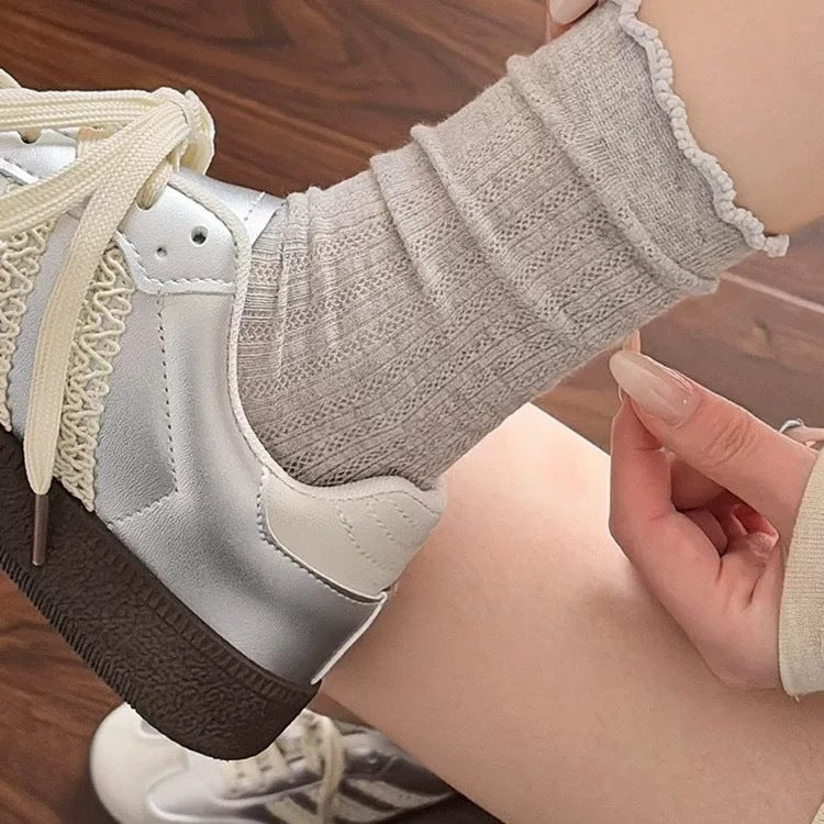 Lace Trim Crew Socks for Women | Breathable Mesh Summer Socks