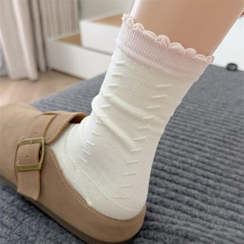 Sweet Patterned Crew Socks for Women | Breathable Cotton Casual Socks