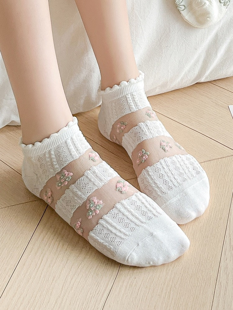 Cute Floral Ankle Socks | Thin Breathable Summer Socks for Women