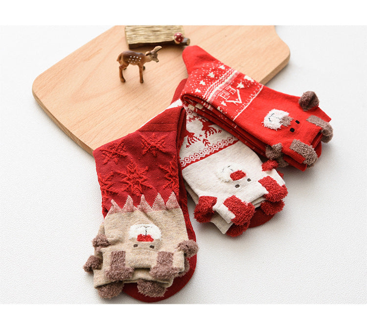 3D Reindeer Christmas Novelty Crew Socks for Women